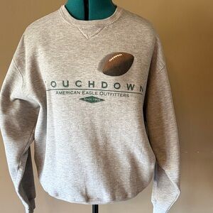 American Eagle Outfitters Touchdown Gray Crewneck Sweater